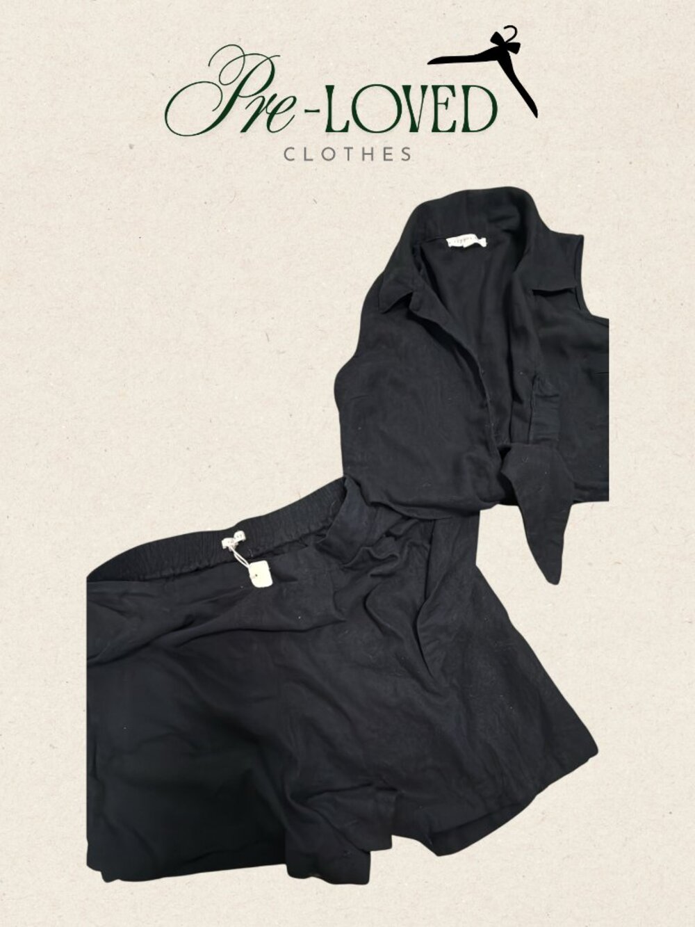 Black Two-Piece Lounge Set (Top-XS and Shorts-Medium)